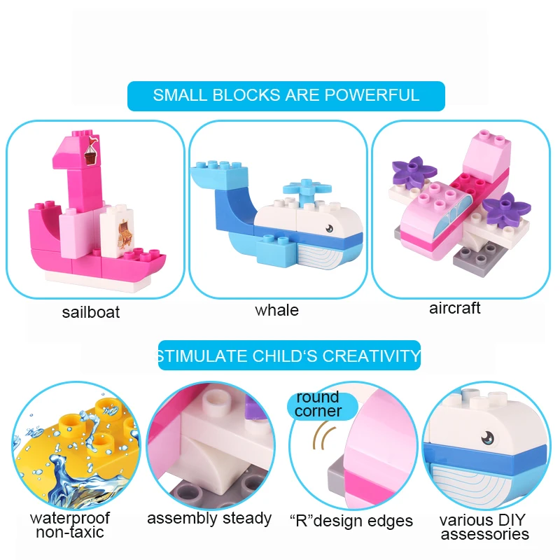 Classic Big Building Blocks Set Compatible with All Major Brands STEM Large Bricks Toys DIY Engineering Gifts for Kids Toddlers