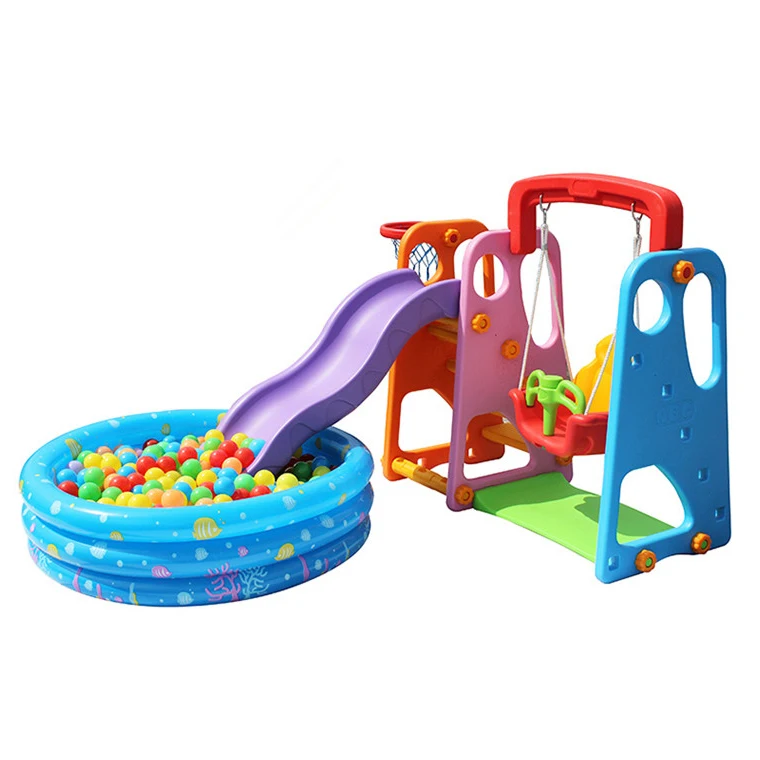 5 In 1 Basket Stand And Football Goal  And Slide  Swing Combination Plastic  Indoor  Baby Swing