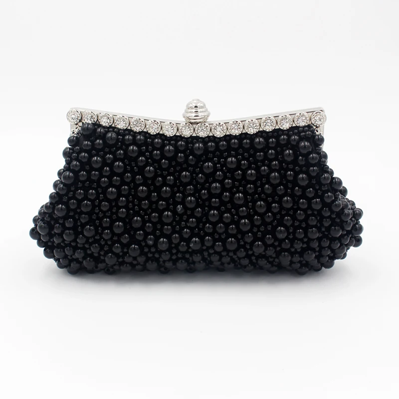 Factory direct wholesale brand new two-sided pearl elegant  handmade beaded evening clutches for lady party banquet wedding prom
