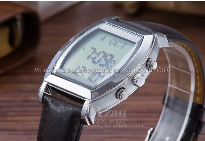 Мусульманская молитва раз направление Qibla Хиджры календарь кожаный ремешок водонепроницаемые часы