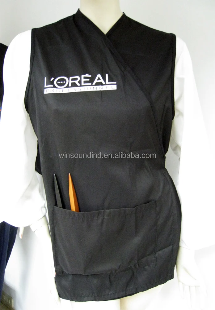 Черный полиэфирный жилет для парикмахерской