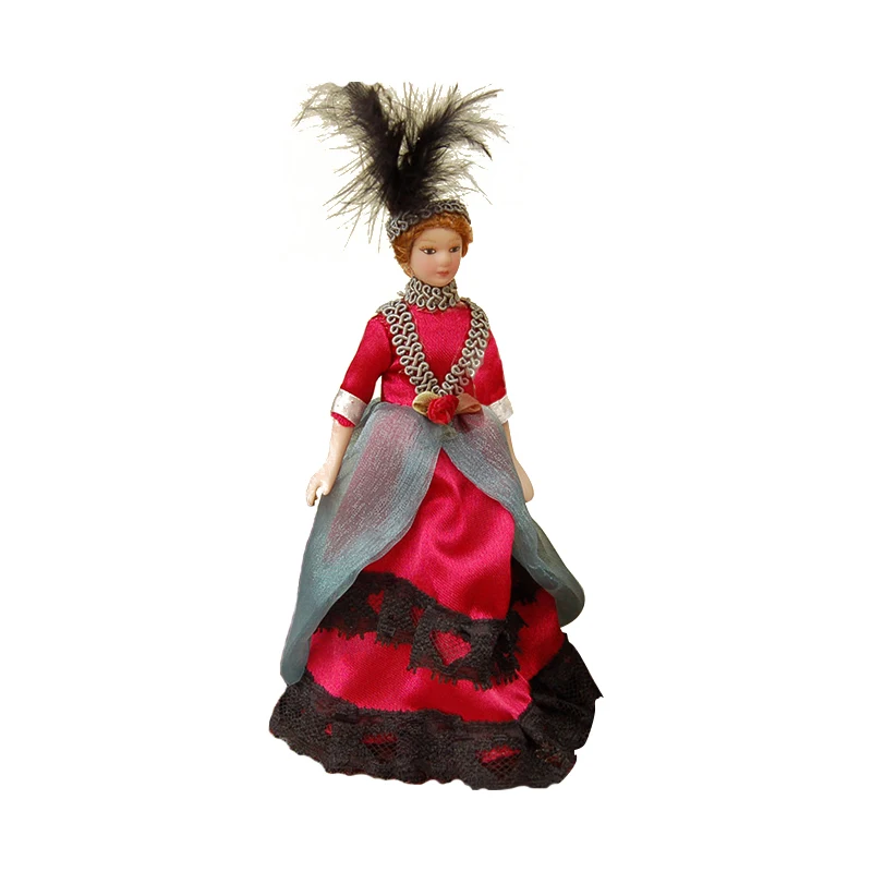 Миниатюры iland 1/12, Миниатюрные модели людей/фигурка модели викторианской леди в красном платье PP007L