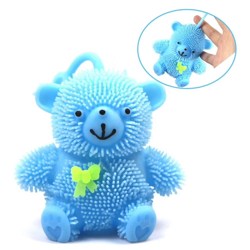 
Healthy puffer ball stress relief blue tpr soft teddy bear toy 