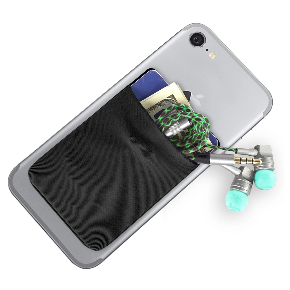 Removable and washable 3M adhesive PU Fabric id /credit card holder for Phone