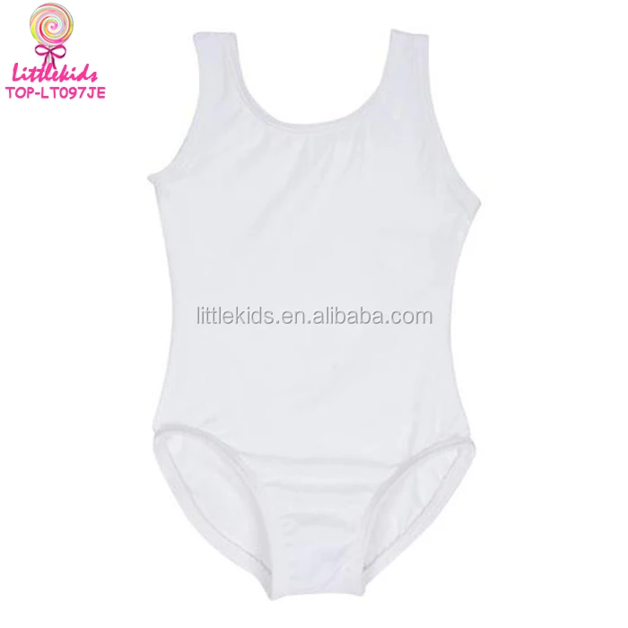 Baby Girl Leo Solid White Cotton Spandex Blend Gymnastic Leotard Kids Tank Ballet Leotards Wholesale