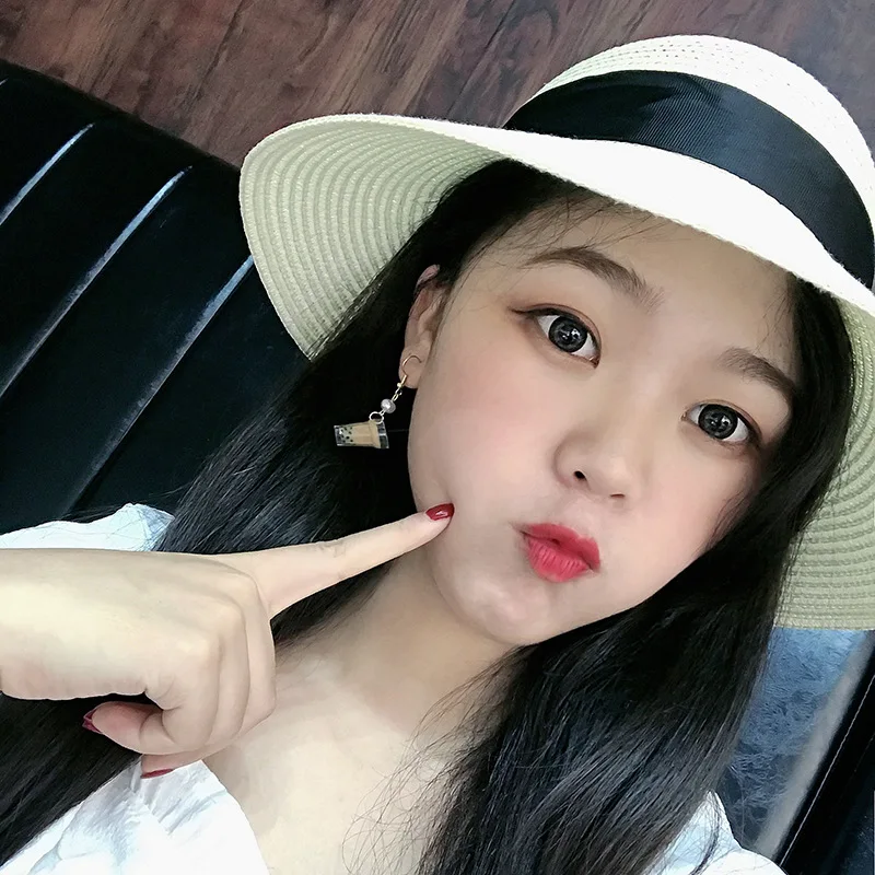 Забавные милые серьги с молочным чаем и зеленым чаем Boba для Дня Святого Валентина