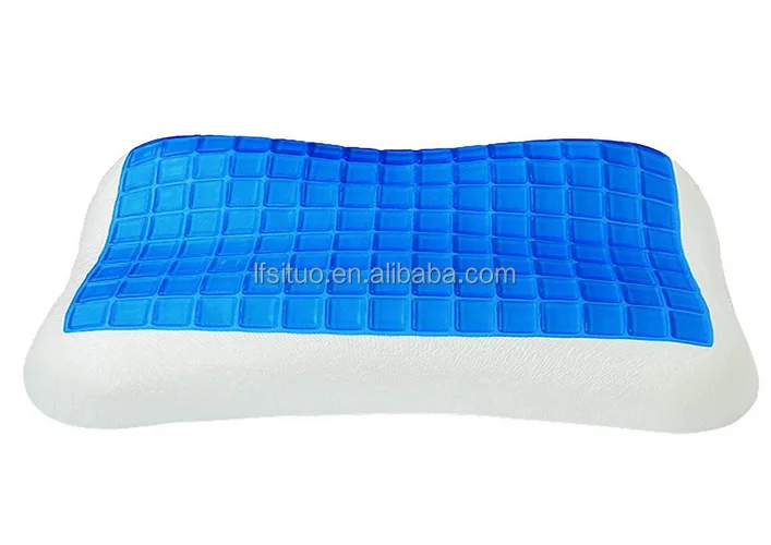 Cooling Gel memory foam Contour wave shape blue color summer cool sleeping pillow