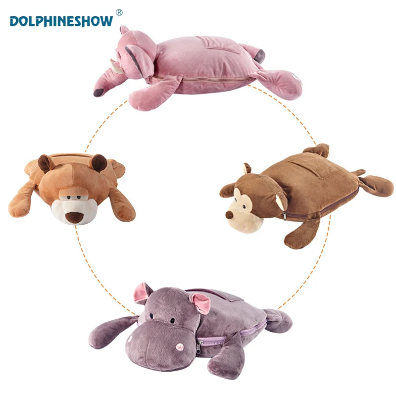 
Cute Baby Stuffed Plush Animal Cushion Blanket Toy For Kids Customized Soft Stuffed Animal Toy 2 in 1 Pillow Plush Toy Blanket 