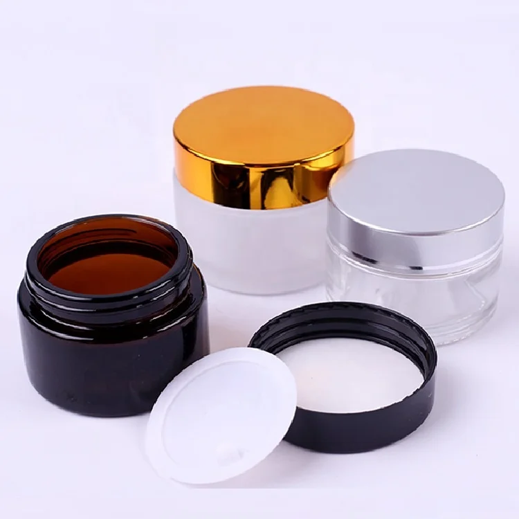 
Wholesale 5g 10g 20g 30g 50g Face Cream Glass Cosmetic Jar Amber Blue Clear Frosted Glass Jar 