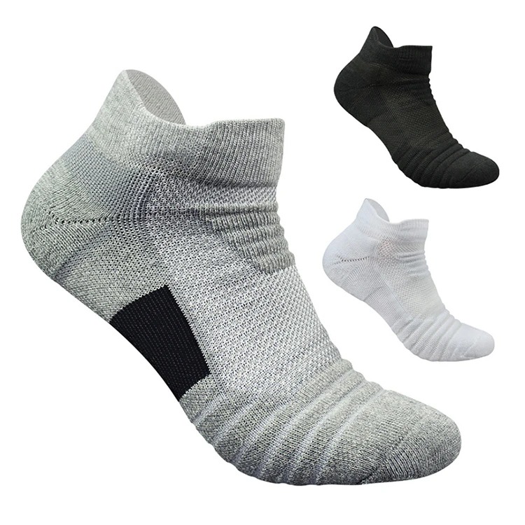 Lrtou Custom Low Cut Cotton Mens Athletic Thermal Sox Sport Cushion Running Half Terry Boat Ankle Towel Socks For Men