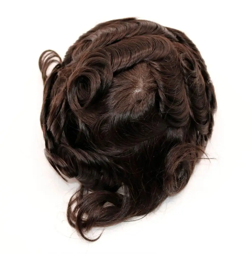 Выбеленные узлы, мужской парик, швейцарская кружевная Реми-система для замены волос, индийский парик для мужчин, мужской парик, полностью Швейцарский парик