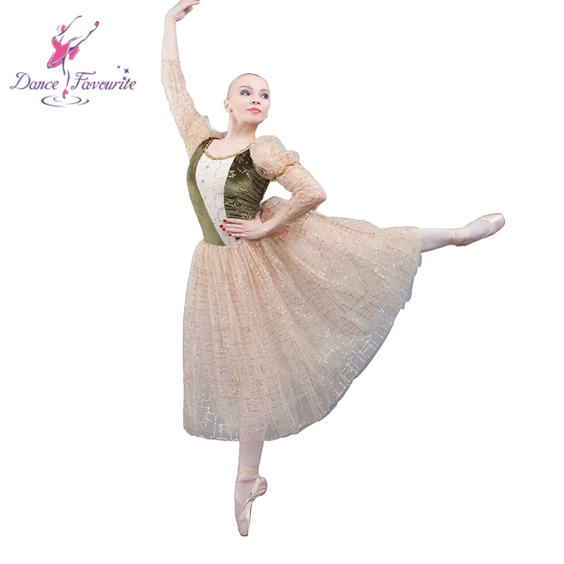 Long Sleeve Ballet Dance Performance Costume Romantic Tutu Ballerina Dress 18036