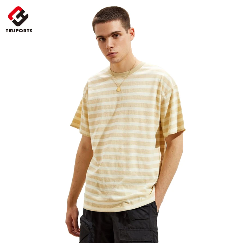 
Custom T Shirts Heavy Cotton Oversize Top Stripe Stitched Men Tee striped t shirt for men 