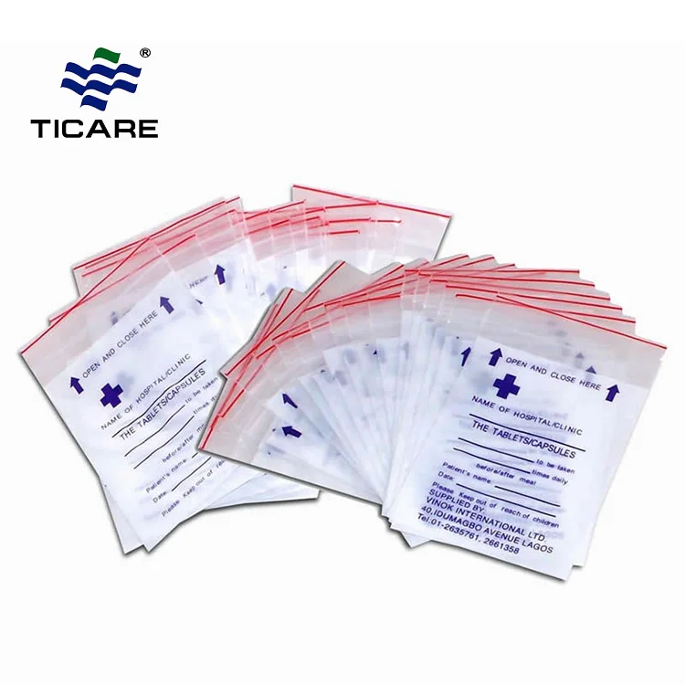 China Custom Medical Recycle Plastic Ziplock Zipper Pill Bags Disposable LDPE Medicine Bag for Drugs Packaging
