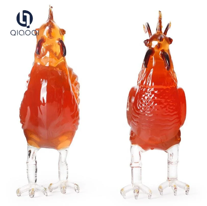 Wholesale rooster cock shape borosilicate glass bottle for wine