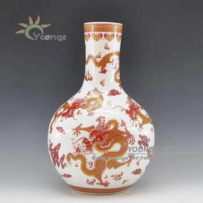 China Ceramic Dragon Vase With Celestial Sphere Shape