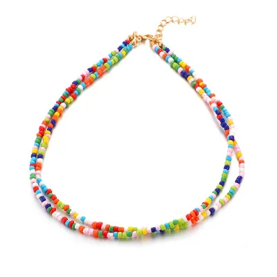 Latest Design Fashion Jewelry ,Short Necklaces,Multi Color Seed Bead Choker Necklace