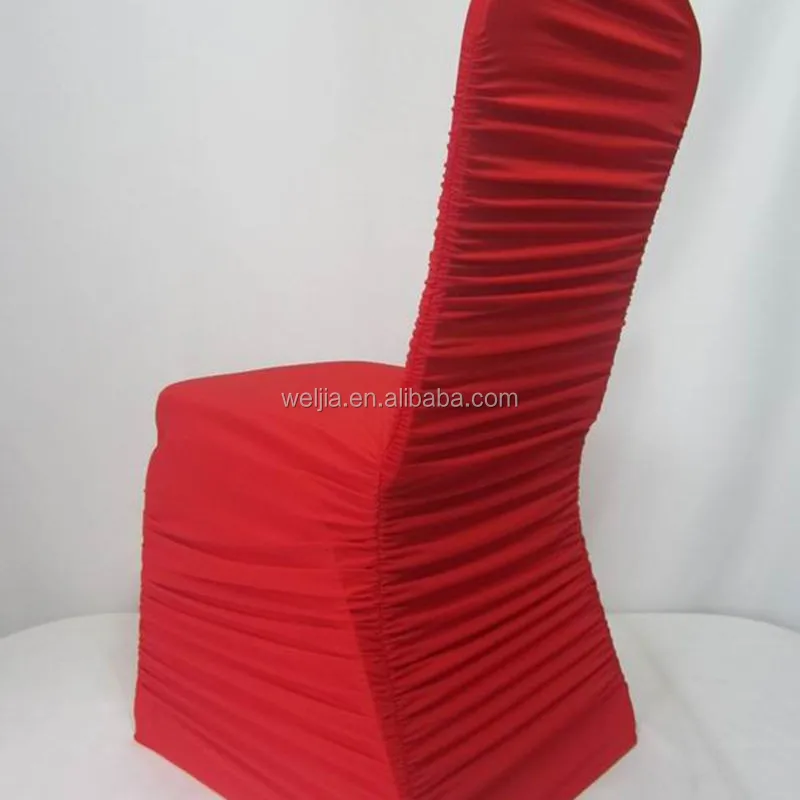 WELCC2 WELJIA White Fancy Ruffled Stretch Hotel Wedding Decoration Chair Cover for Events Wedding Chair