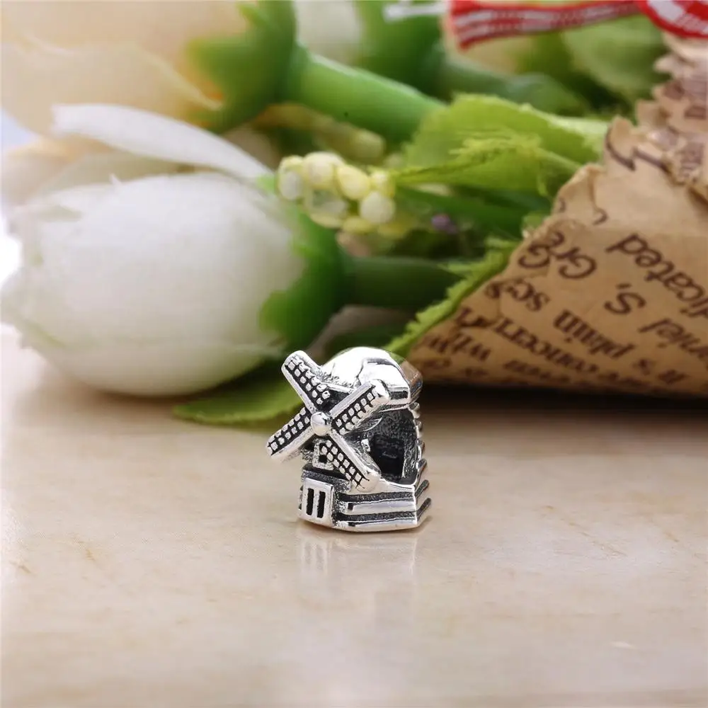 greek jewelry Friendship 925 Sterling Silver Windmill Charm Bead For Snake Bracelet Love Windmill Bead Christmas Gift