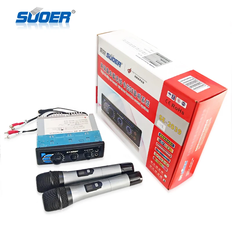 car Wireless power amplifier karaoke Car BT  amplifier for car audio with two wireless microphone