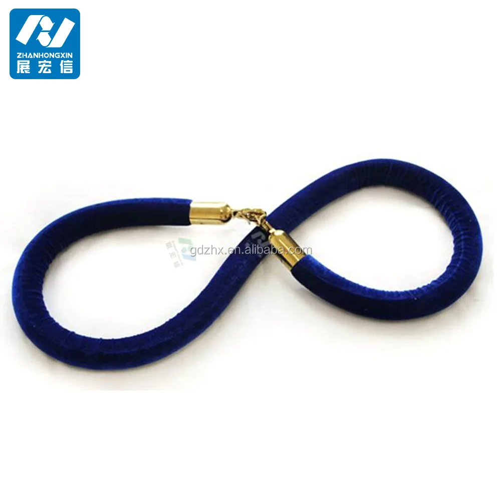 Black or Red Barrier Rope Crowd Control Stanchion Queue Velvet Rope with Silver or Gold Hardware