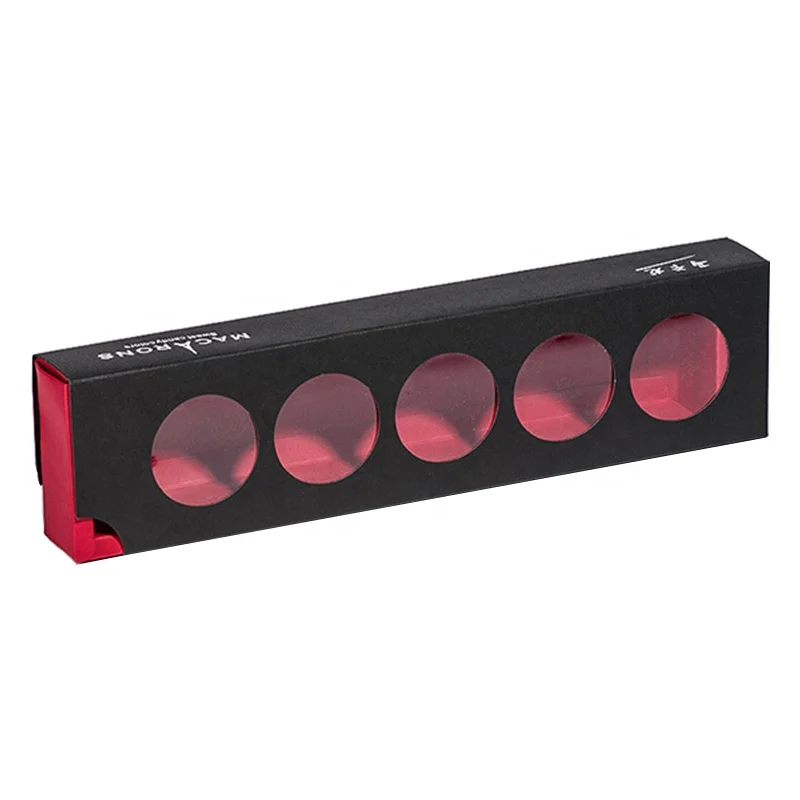 Black Color Customized Macaron Box Custom Packaging Biodegradable Macaron Food Box Package Box For Bakery Shop