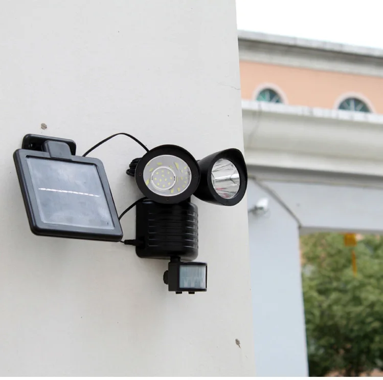 Solar Motion activated lamp outdoor wall light for garden fence and backyard Motion sensor wall light 2W split with 5m lead wire