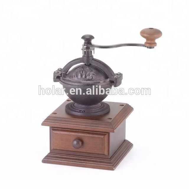 [Holar] Taiwan Made Vintage Manual Antique Coffee Grinder with Rubber Wood