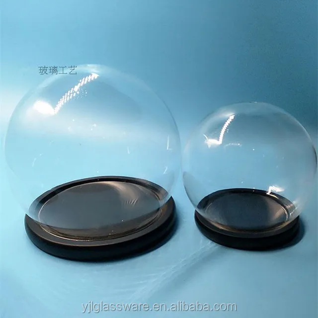 wholesale price decorative flower glass dome with black wooden base glass dome with flowers