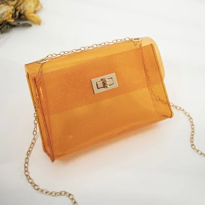 9F146 ladies fashion simple beach mini transparent shoulder chain bags Custom women Jelly crossbody bag