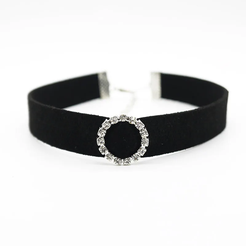 Rhinestone Choker Lace Velvet High Quality Heart Shaped Black Choker Necklace