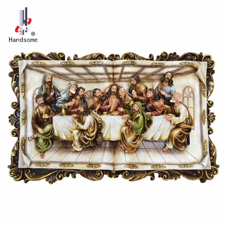 Wholesale Hand-Made Resin Craft 3D Last Supper Sculpture Home Office Desktop Wall Hanging Decorative Ornament