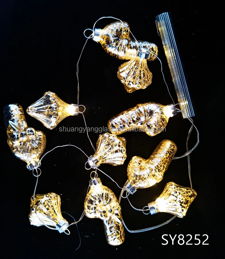 Ручная выдувная трость Изысканная форма светодиодный серебряный свет Рождественская елка стеклянные украшения