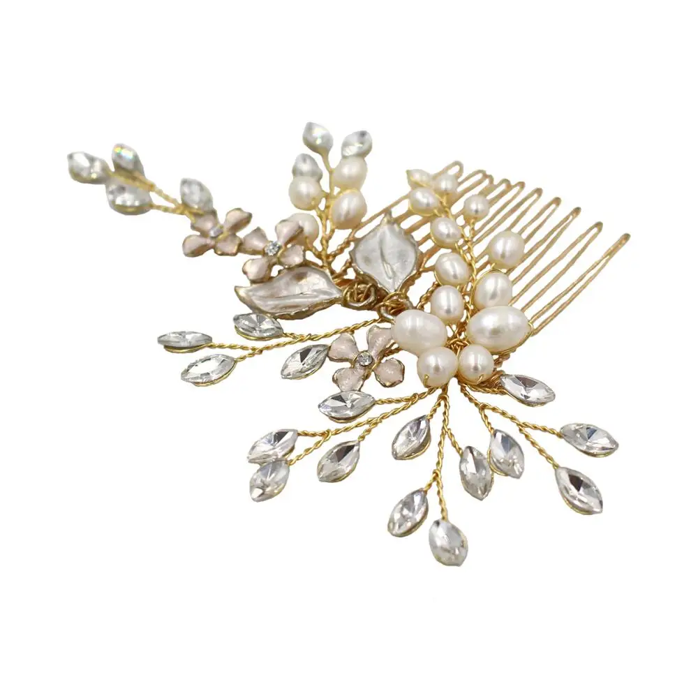 Свадебные расчески для волос невесты стразы кристаллы жемчуг женские заколки свадебный головной убор украшение