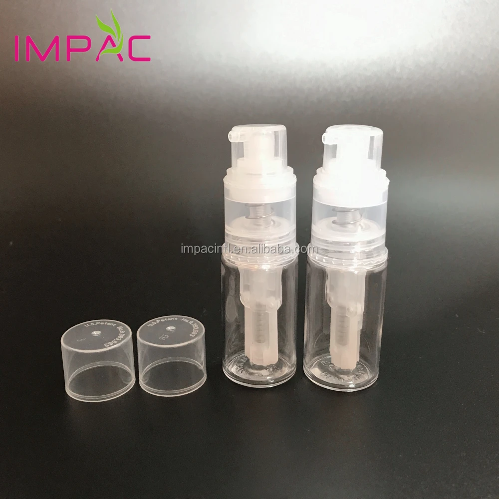 Small cute PET plastic clear 14ml glitter powder pump bottle with sprayer