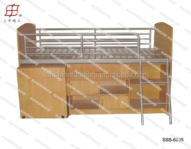 
cheap modern multi-used metal bunk bed with desk and wardrobe wholesale factory price 