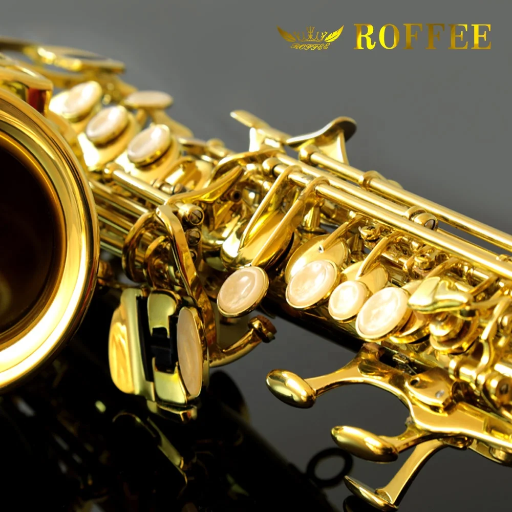 
ROFFEE C3 Professional Performance Level Children Small Bend Soprano Brass Bb Tone Saxophone 