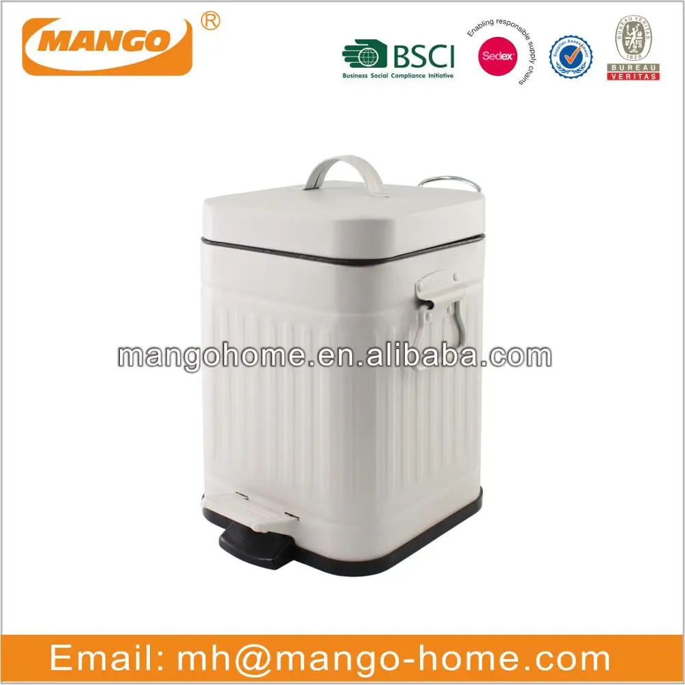 Square Ribs Pattern Step Galvanized Steel Metal Trash Can