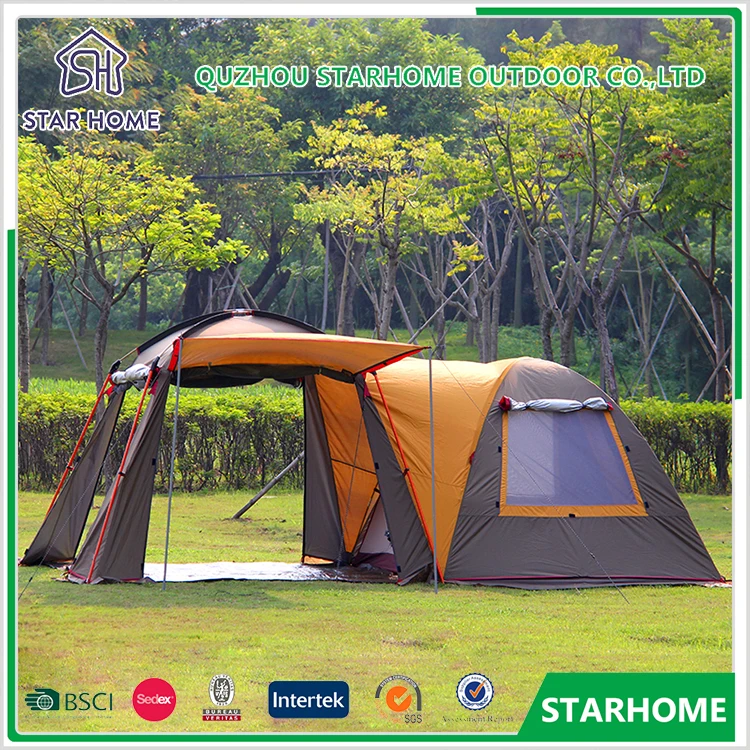 2019 New 5 -8 people beige large waterproof camping hall one bedroom double layer party family tent