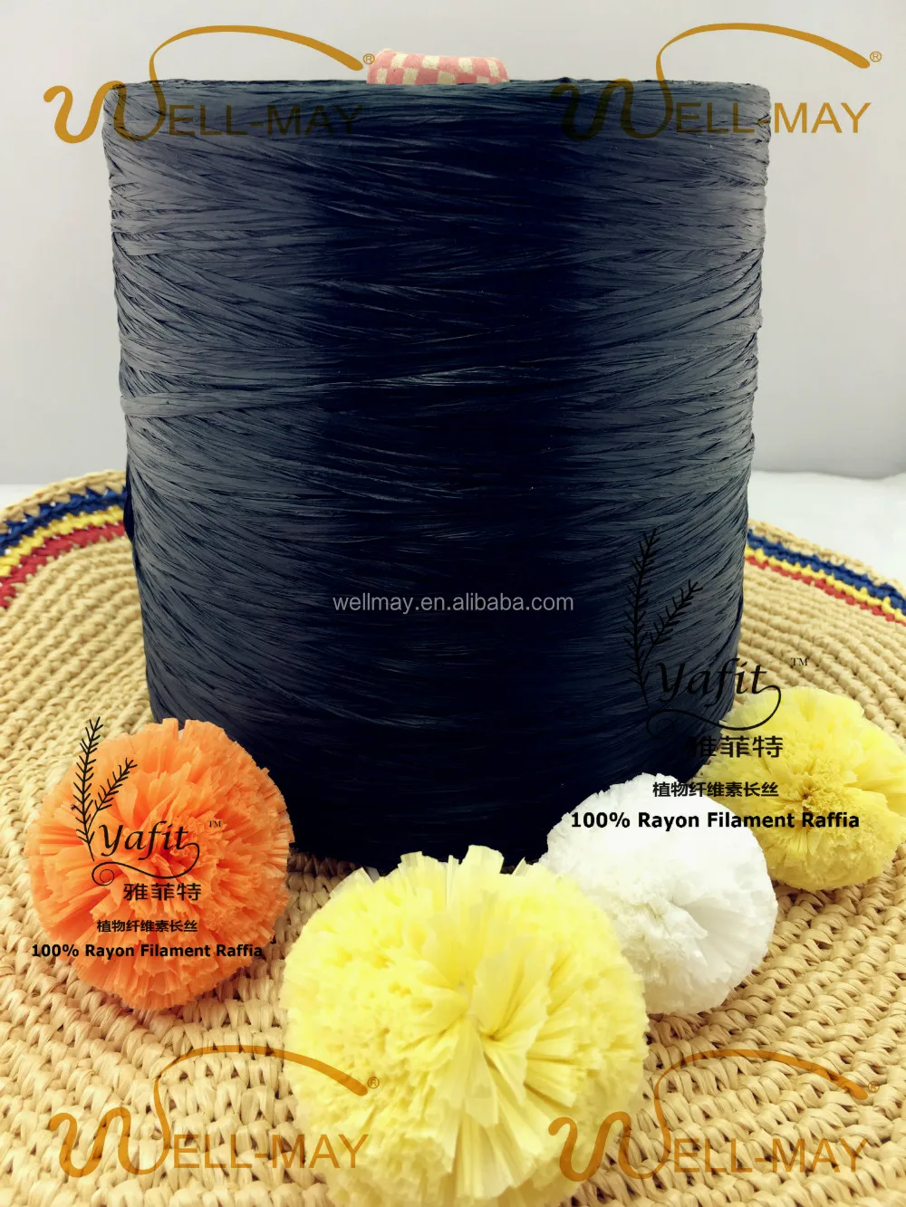 
YAFIT fancy yarn / rayon raffia 4000D Matte color-Black 74926 