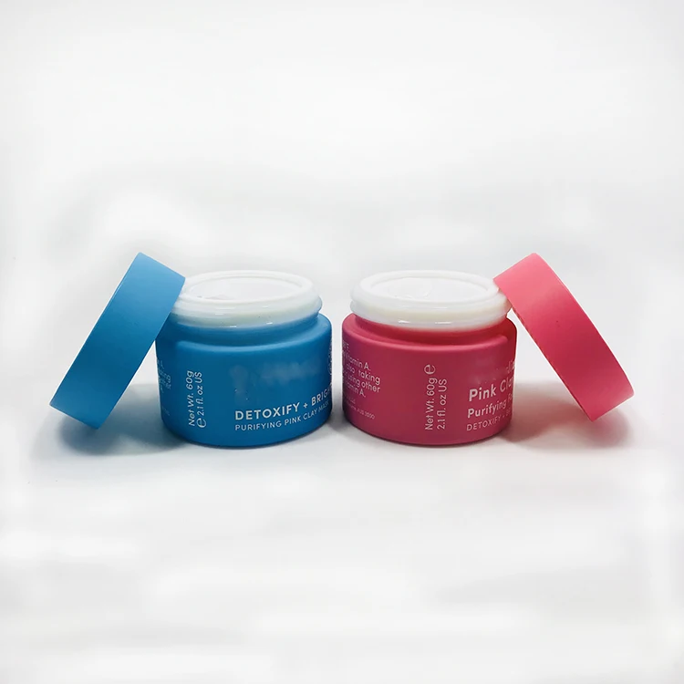 opal white glass container cream jar matte blue glass cosmetic jar