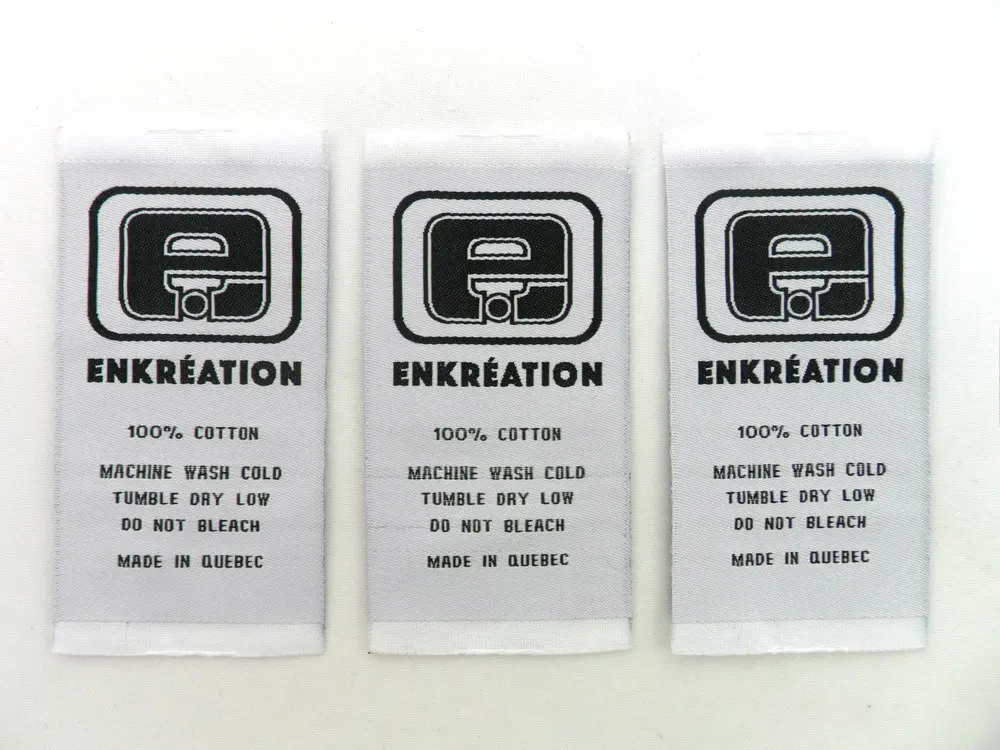 Clothing emblems  Custom woven clothing tag label polyester Custom clothes labels tags fold woven size garment label shirt tags
