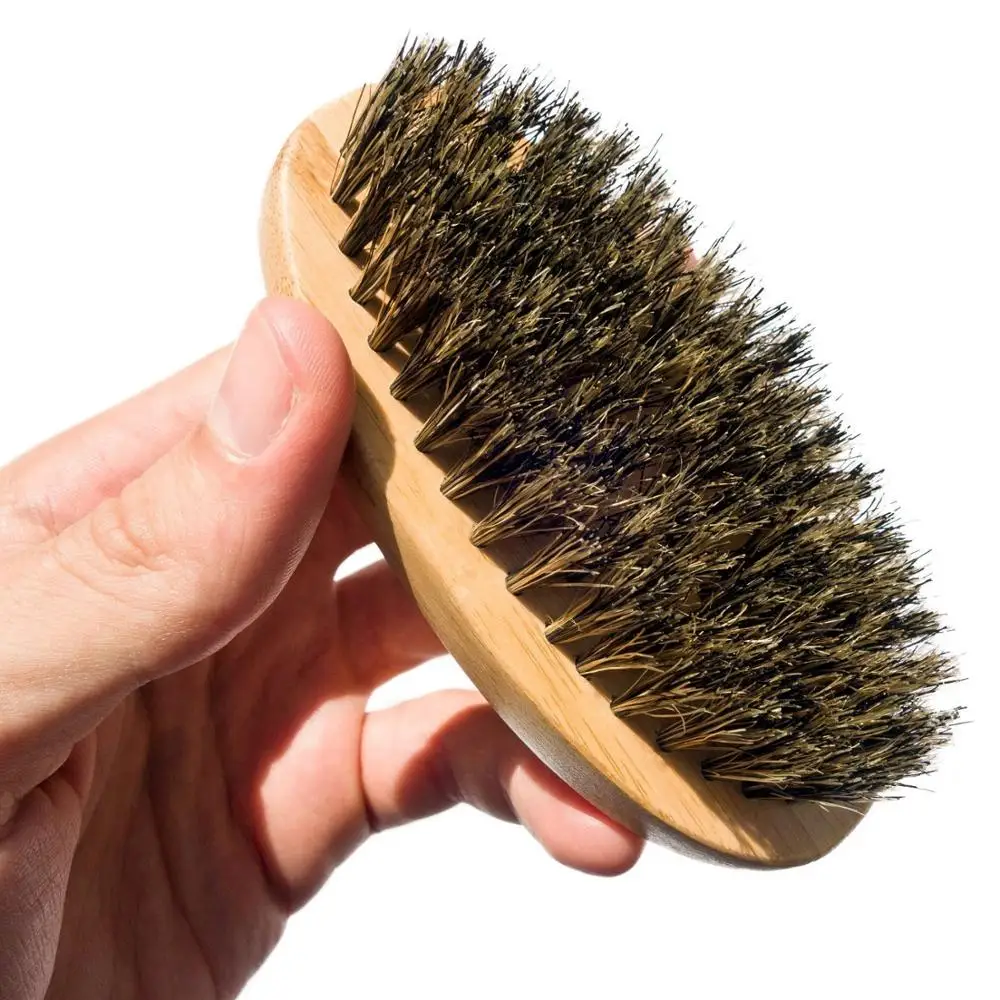 Boar Bristles Beard Brush With Bamboo And Wood Mustache Brush Customize Label Logo