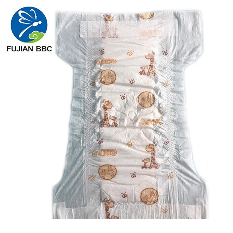 Strong absorbent SAP paper new born baby nappy lovely cartoon giraffe print mama honey cute baby diapers with elastic waist band