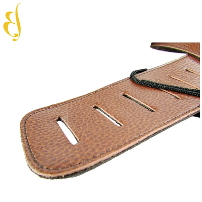 Soldier Top Grain Leather Cowhide Padded Guitar Strap for Electric Bass Guitar Adjustable Belt