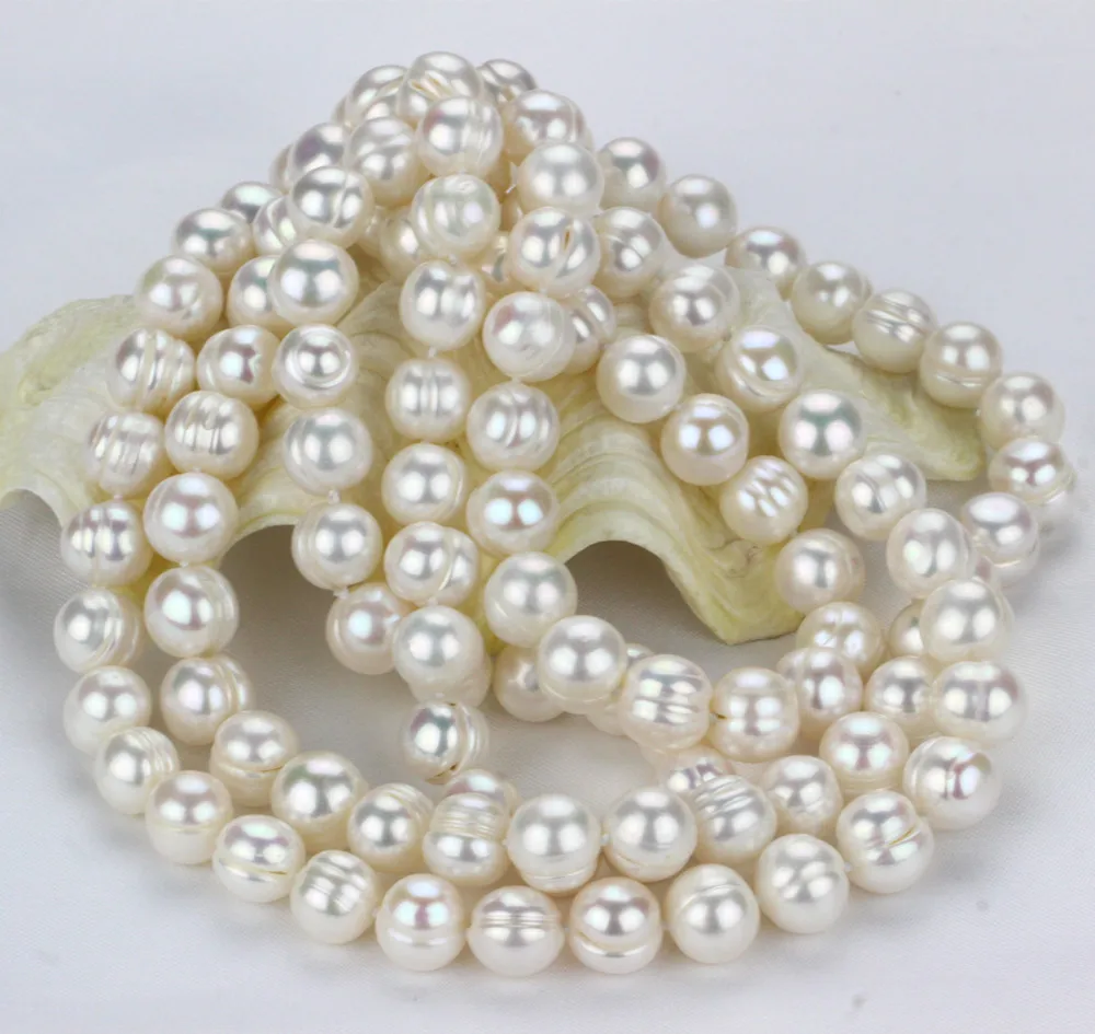 11mm A 47' off round natural freshwater pearl necklace fine jewelry