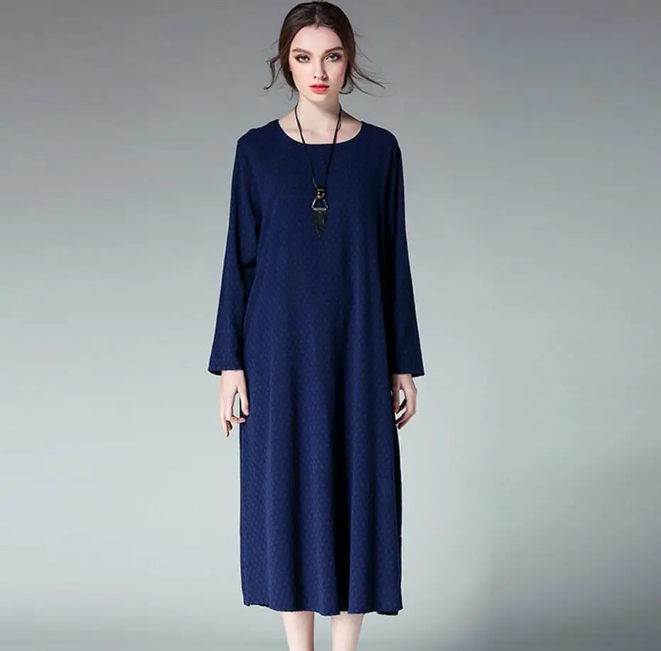 Autumn vintage women plus size sweater dress  long sleeve knit sweater