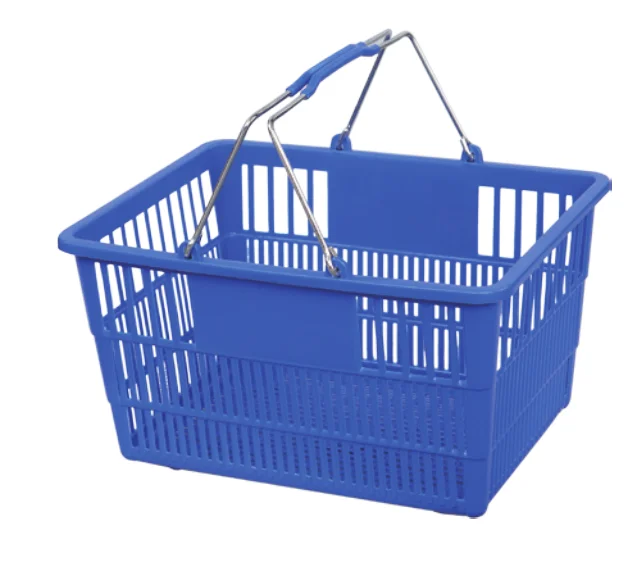 large capacity mesh bottom metal handle shopping basket plastic