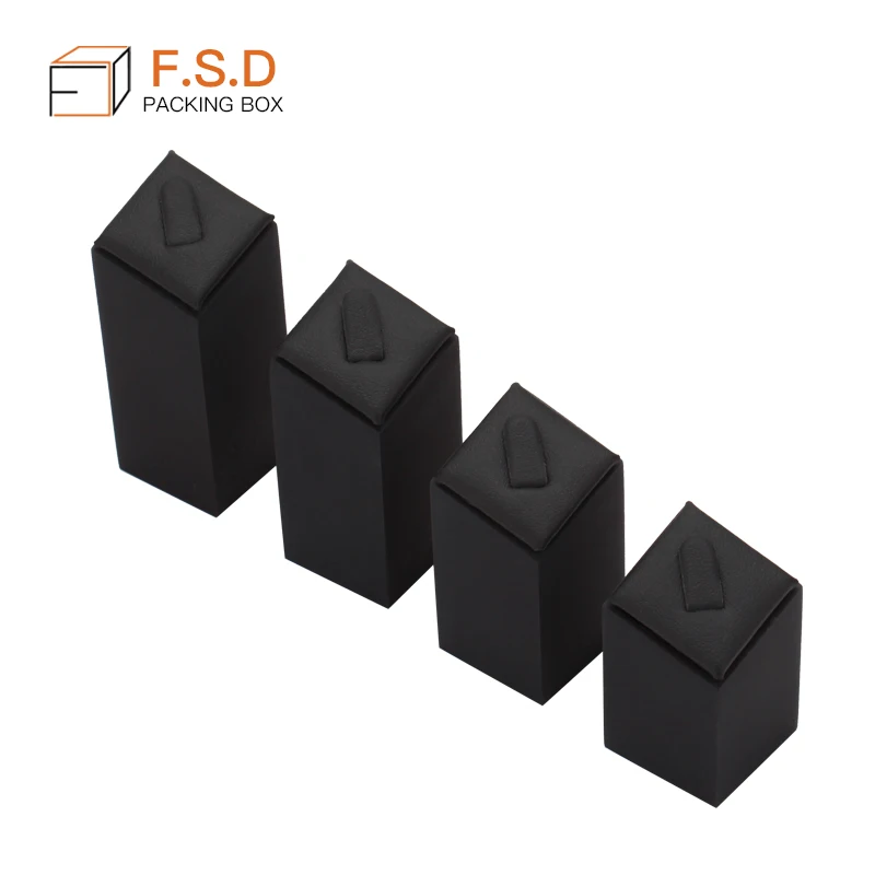 Factory Wholesale Black Leatherette Wedding Ring Display Stand Set Custom Ring Holder
