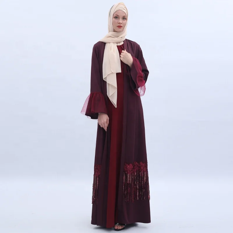 
2019 New Model Dubai Women Abaya Kimono Islamic Clothing open kimono Muslim Dress in Dubai style Abaya 